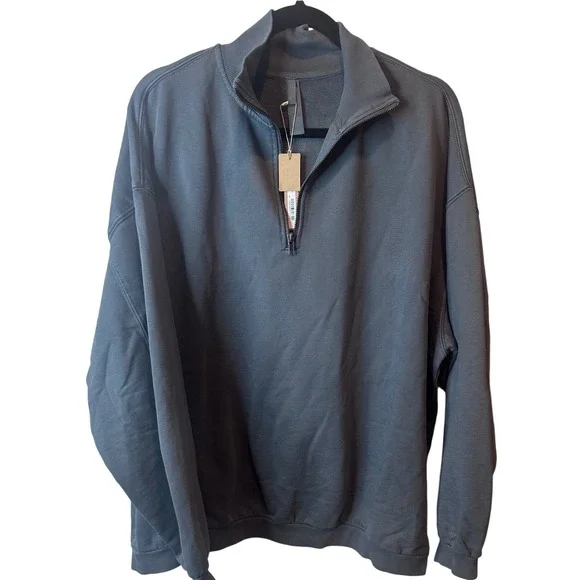 NEW SKIMS Boyfriend Small Fleece Slouchy Half Zip Pullover Sweatshirt Zircon - Picture 3 of 8